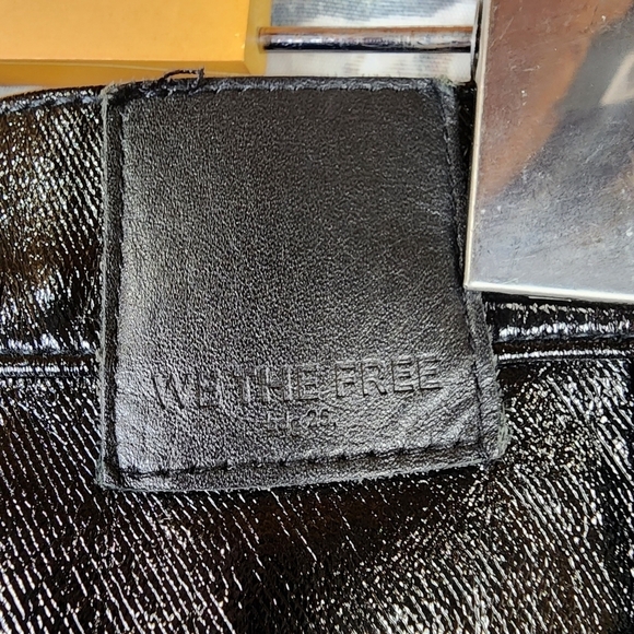 Free People We The Free Vegan Patent Leather Pant Button Fly 5  Pocket Black 28 - Picture 12 of 16
